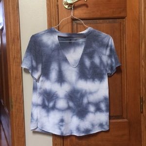 Cut V-neck tie dye shirt
